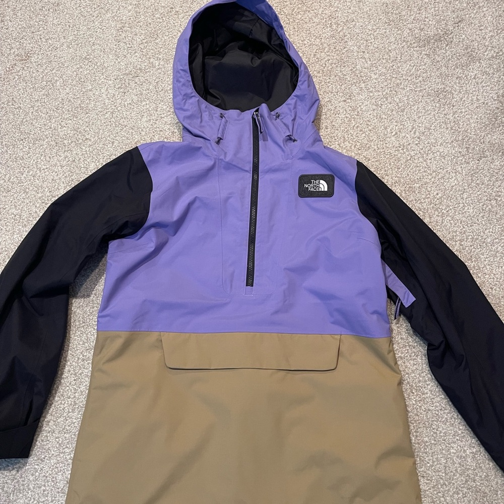 The North Face Purple and Tan 1/2 zip hooded pullover